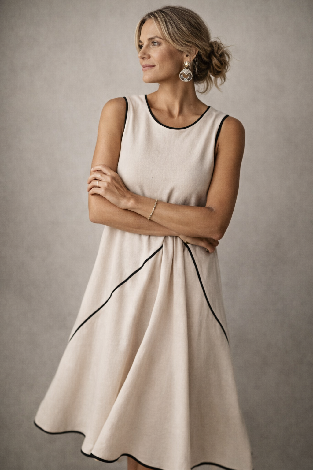 Sleeveless dress with asymmetric front detail
