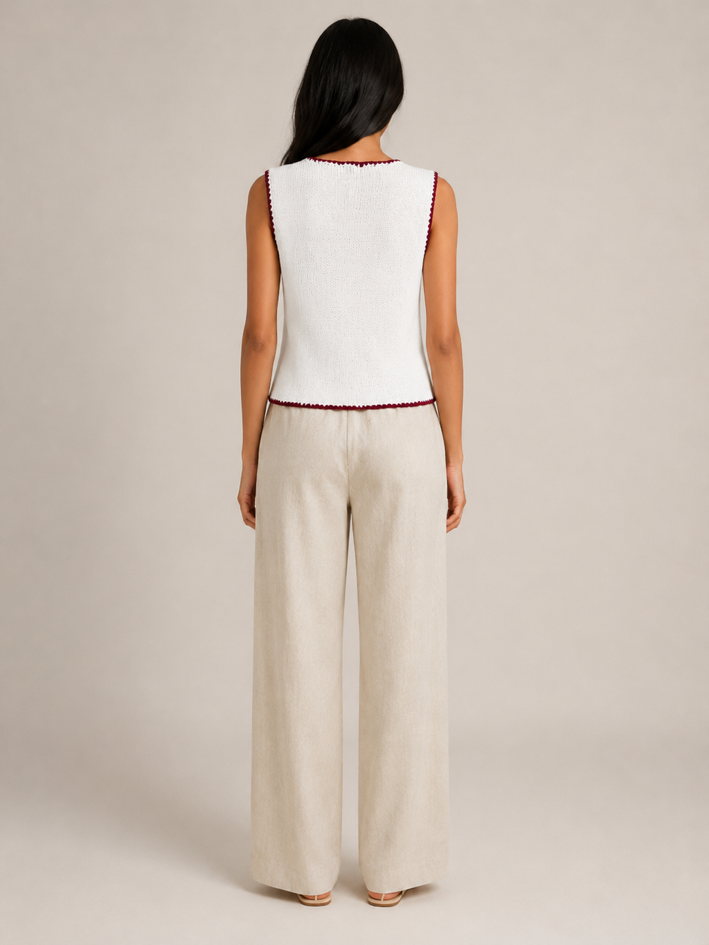 Sleeveless waistcoat button front close-up