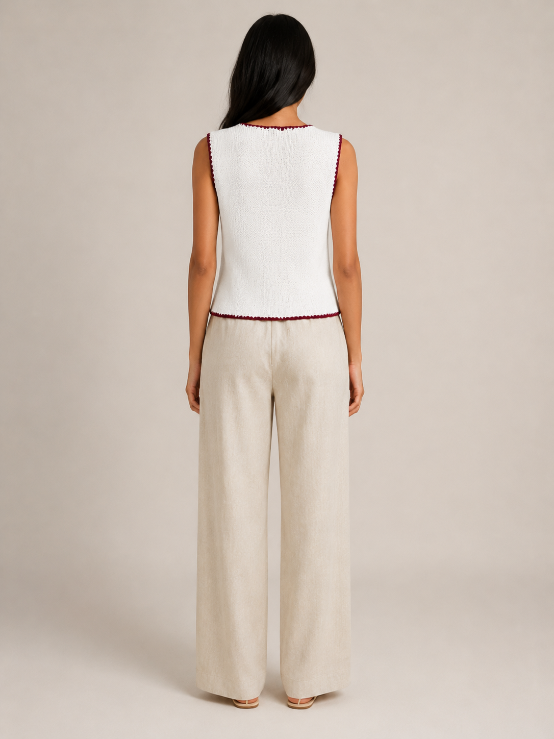 Sleeveless waistcoat button front close-up