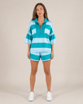 Striped quarter-zip jumper front view