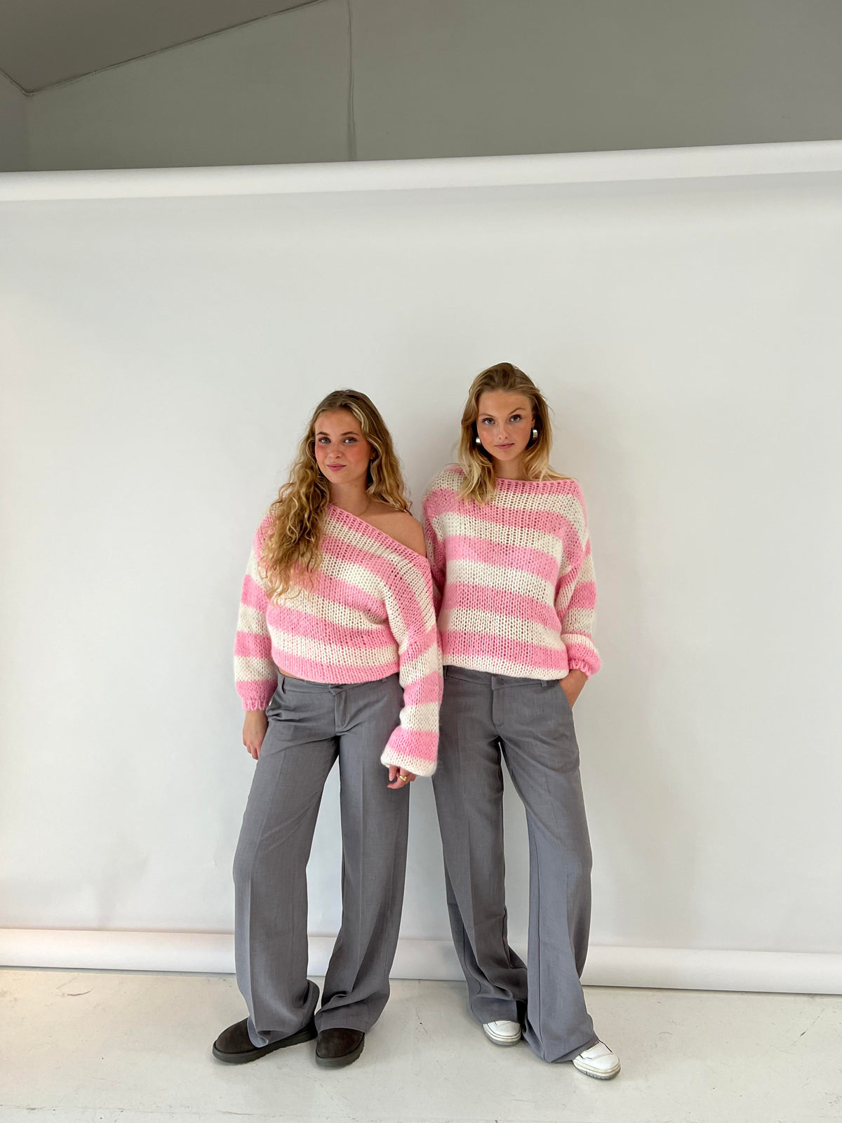 Striped jumper in grey colour