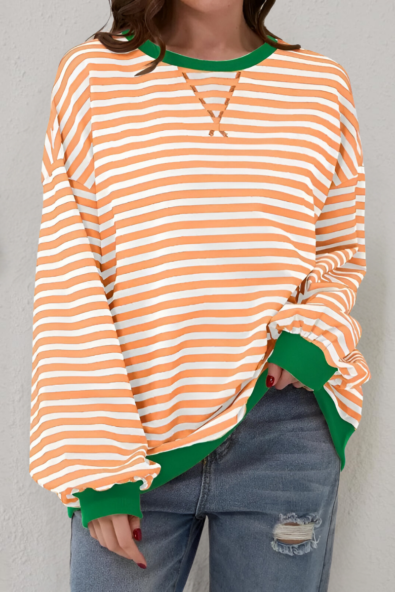 Striped sweatshirt side view