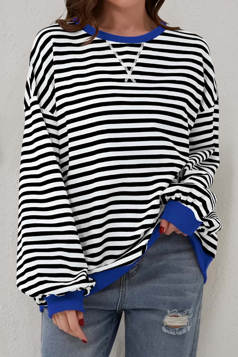 Striped sweatshirt back view