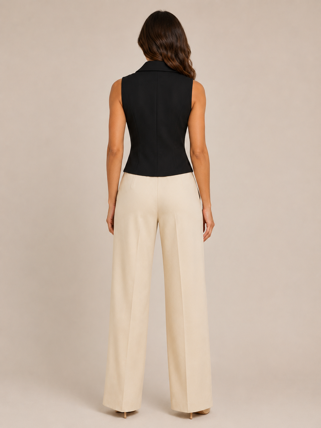Black tailored waistcoat side view