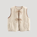 Beige tie-front vest front view