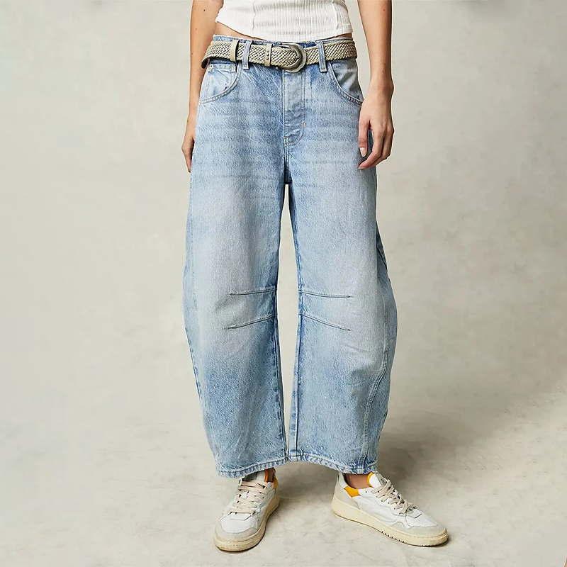 Women's baggy jeans colour close-up