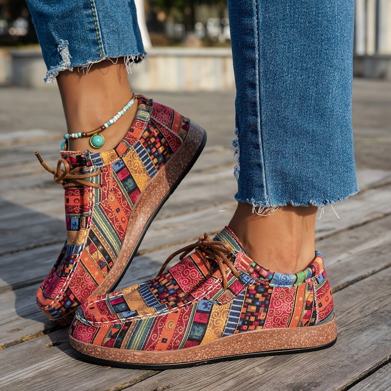 Red boho pattern shoe front view