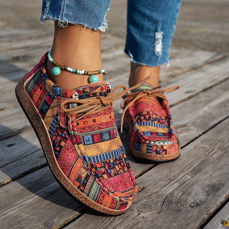 Green boho pattern shoe side view