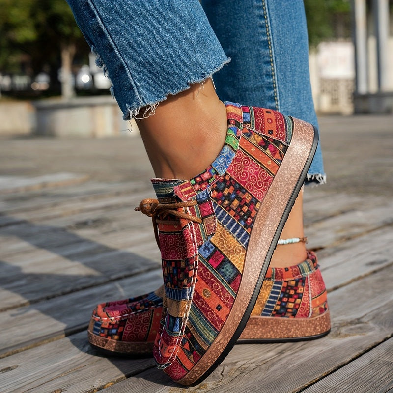 Khaki boho pattern shoe side view