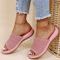 Pink breathable mesh slide sandal front view