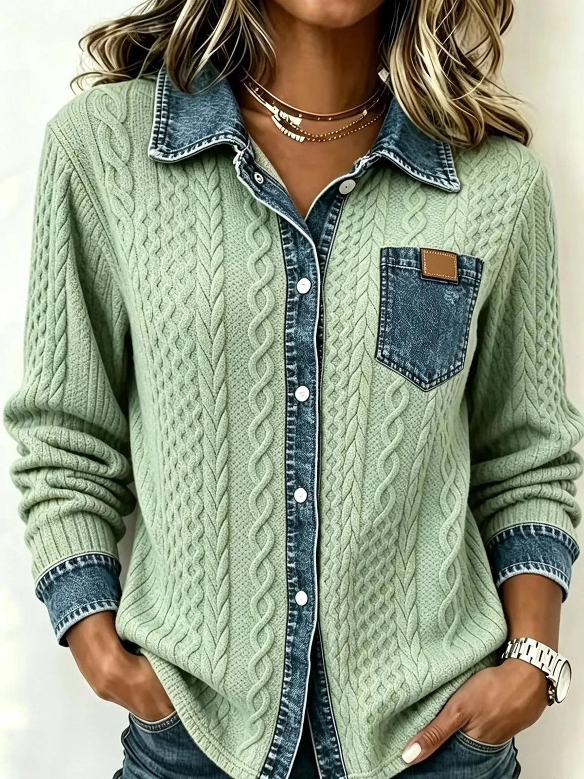 Button-through cardigan close-up