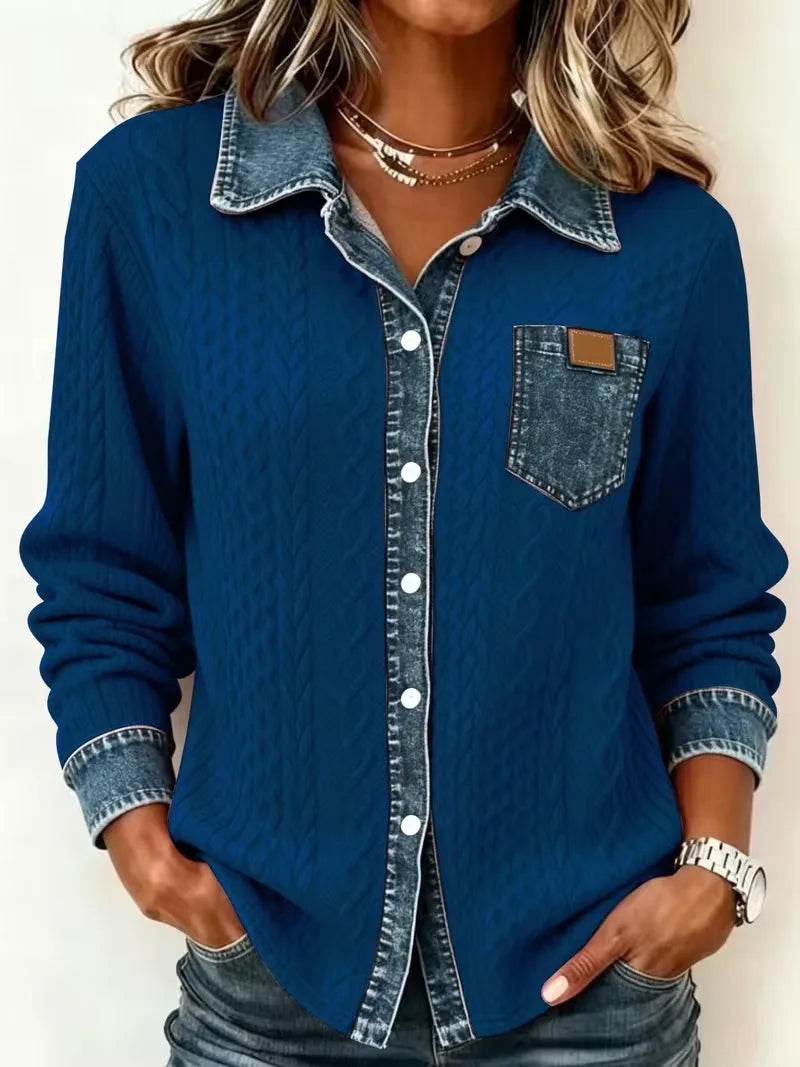 Chest pocket and leather tab detail