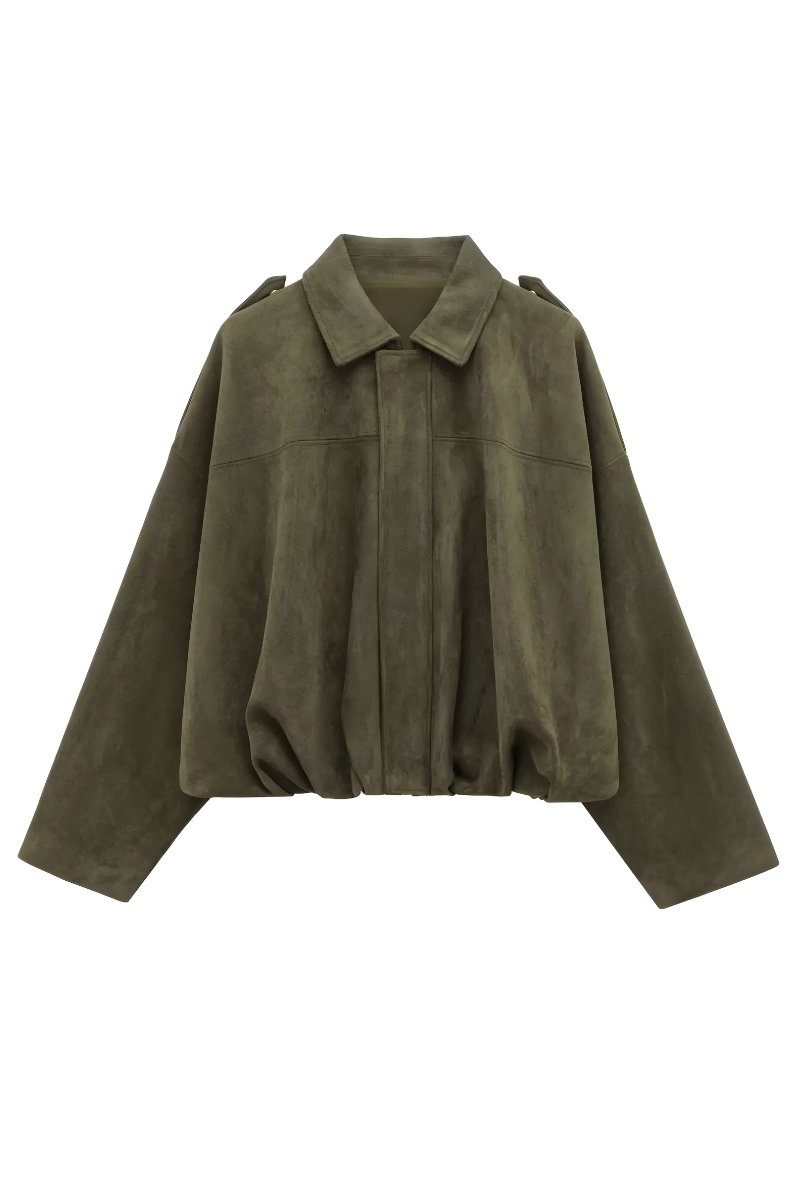 Oversized coat styled with trousers