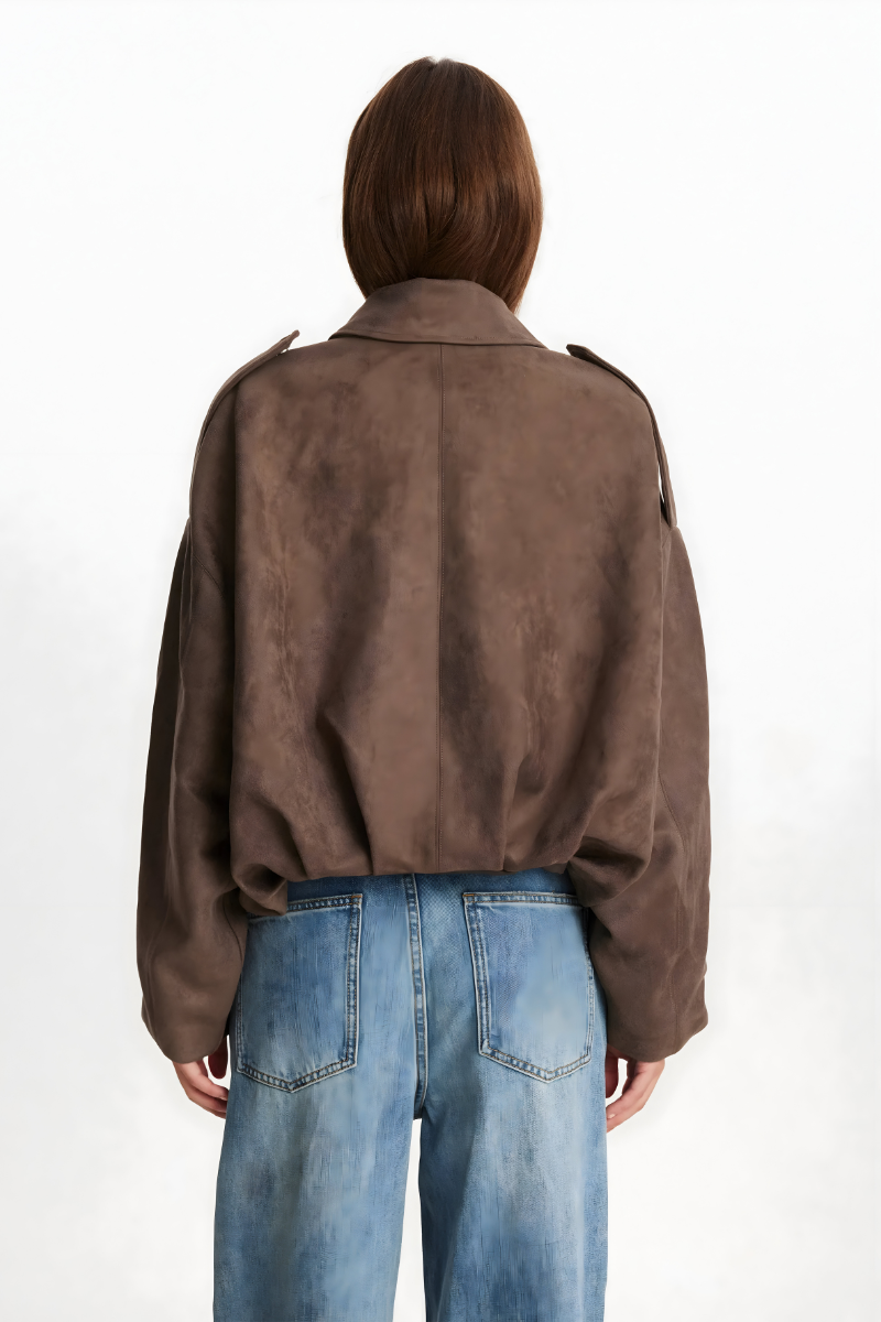 Oversized coat in brown colour