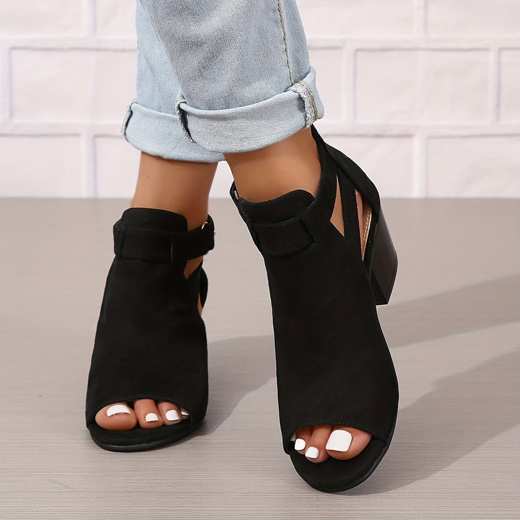 Chunky heel ankle boots front view