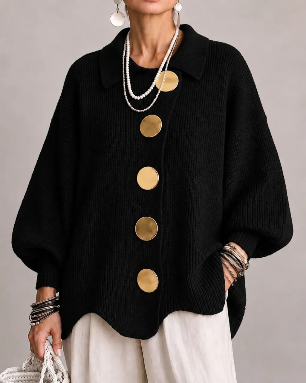 Chunky knit cardigan back view