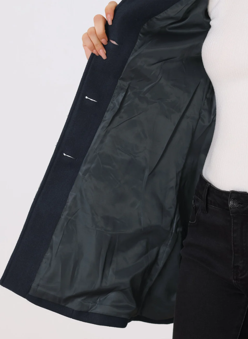 Back view of tailored classic coat