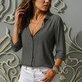 Classic collared button-up blouse front view