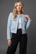 Cropped tweed-style blazer front view