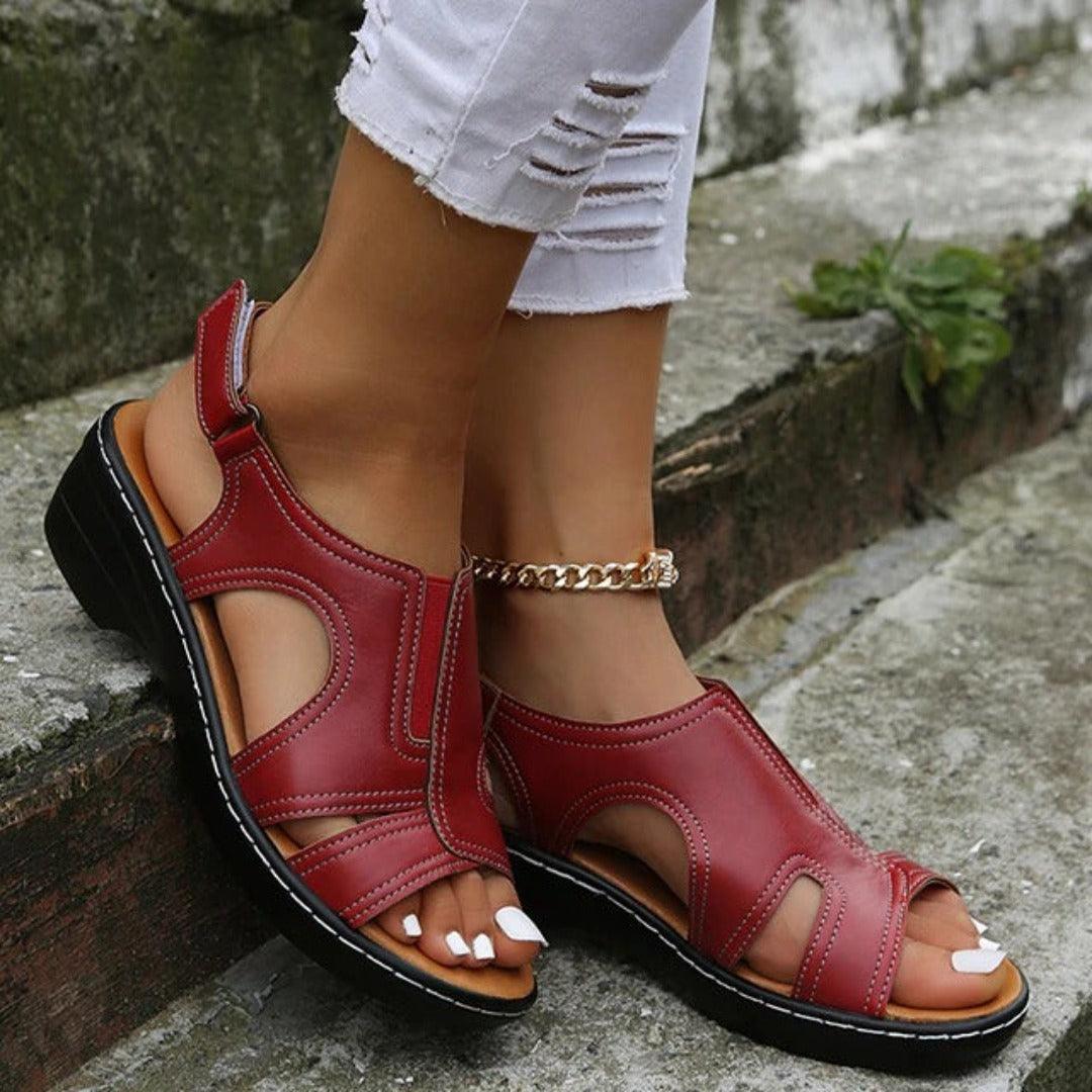 Cushioned sandals with arch support side view