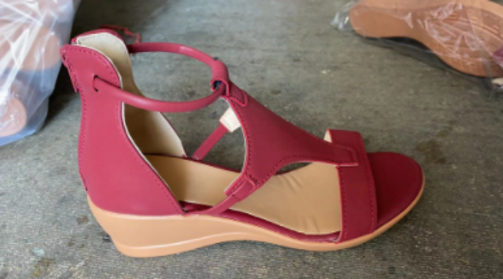 Top view of leather sandal pair