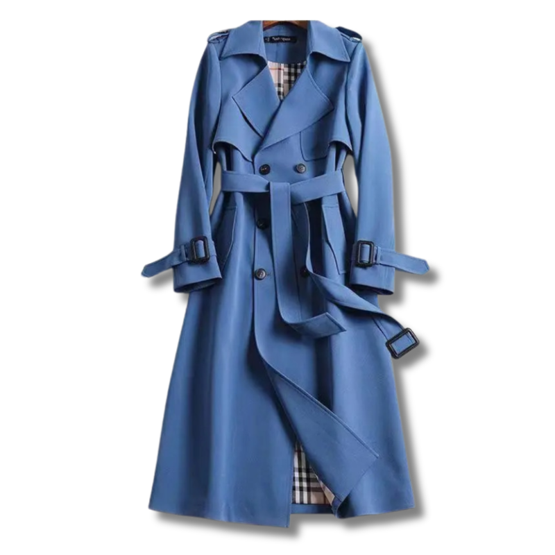 Trench coat back view showing length
