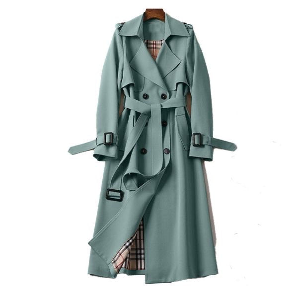 Trench coat checked lining detail at hem