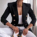 Fitted double-breasted blazer front view