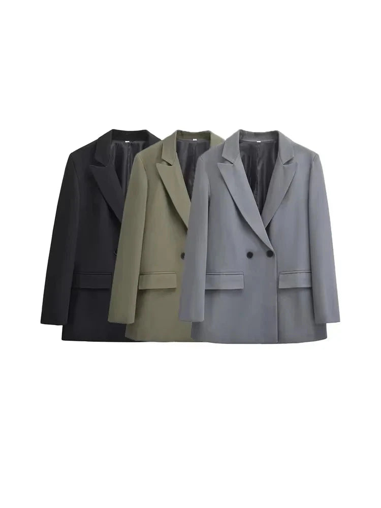 Blazer styled with trousers and blouse