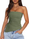 Strapless top with draped waist front view