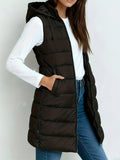 Women's quilted long gilet front view