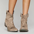 Front view of embroidered western ankle boot