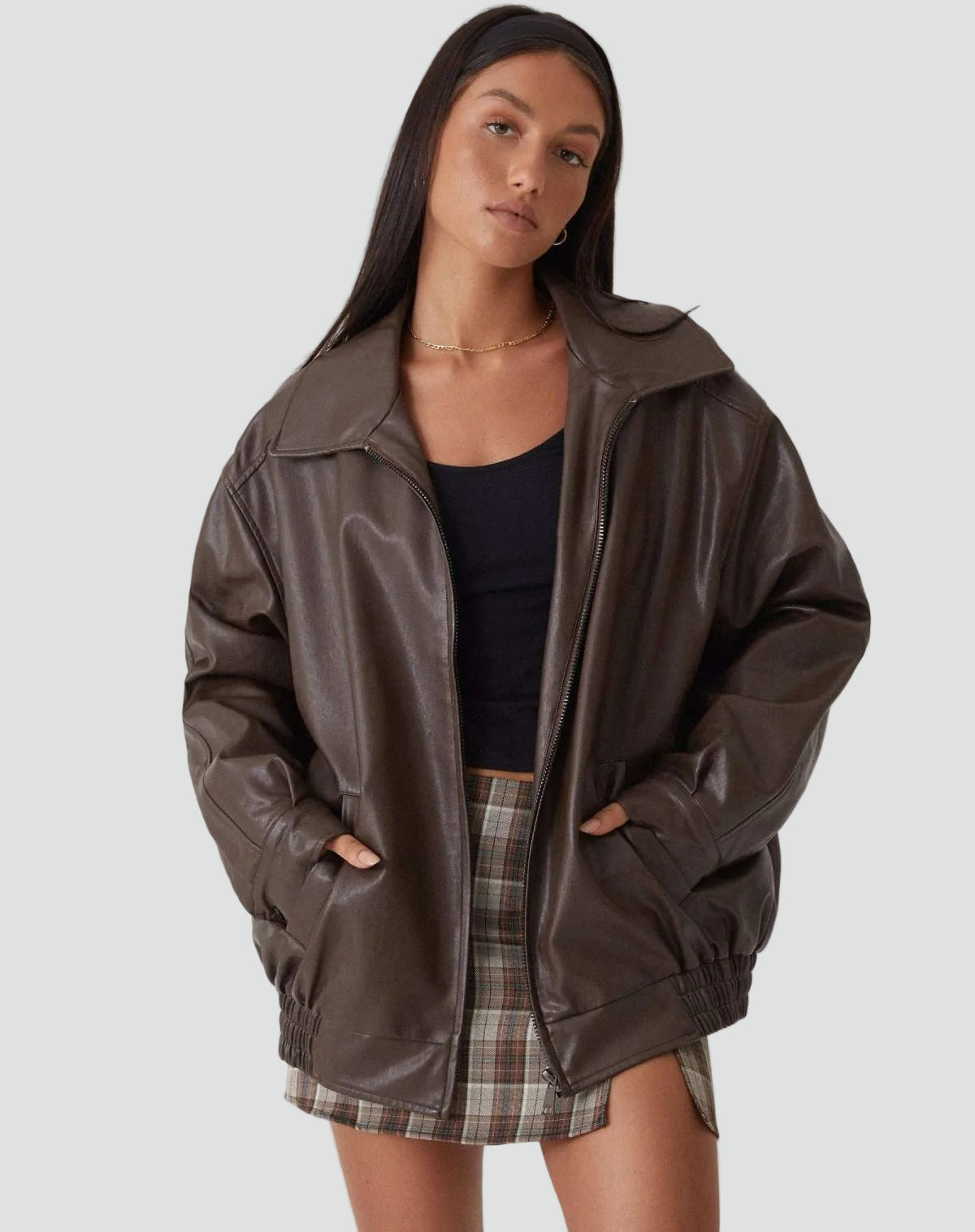 Oversized bomber jacket front view