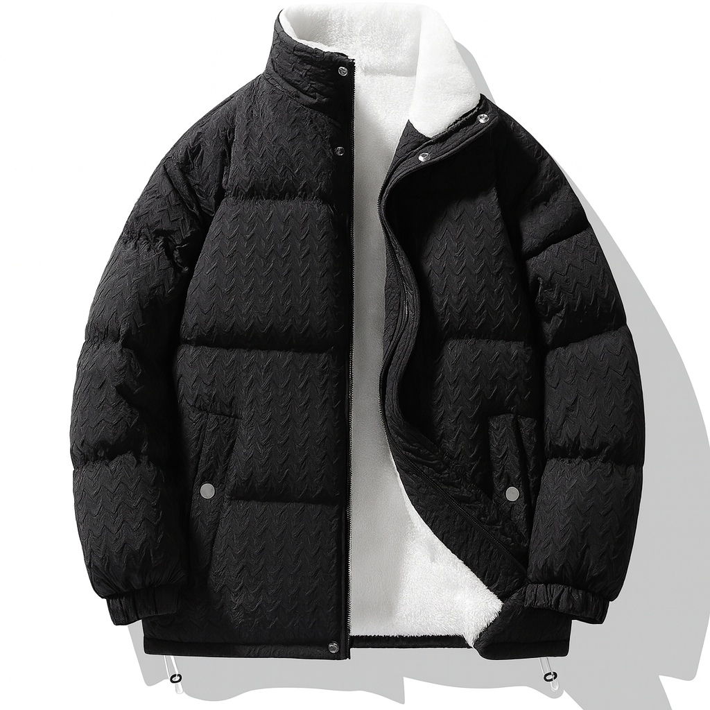 Close-up of high standing collar