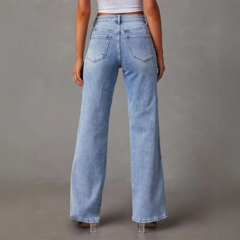 Wide-leg jeans with panelled detailing