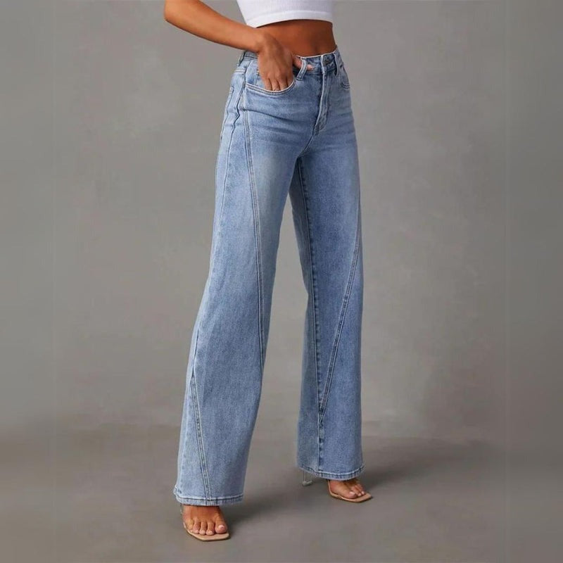 High-waisted jeans side profile