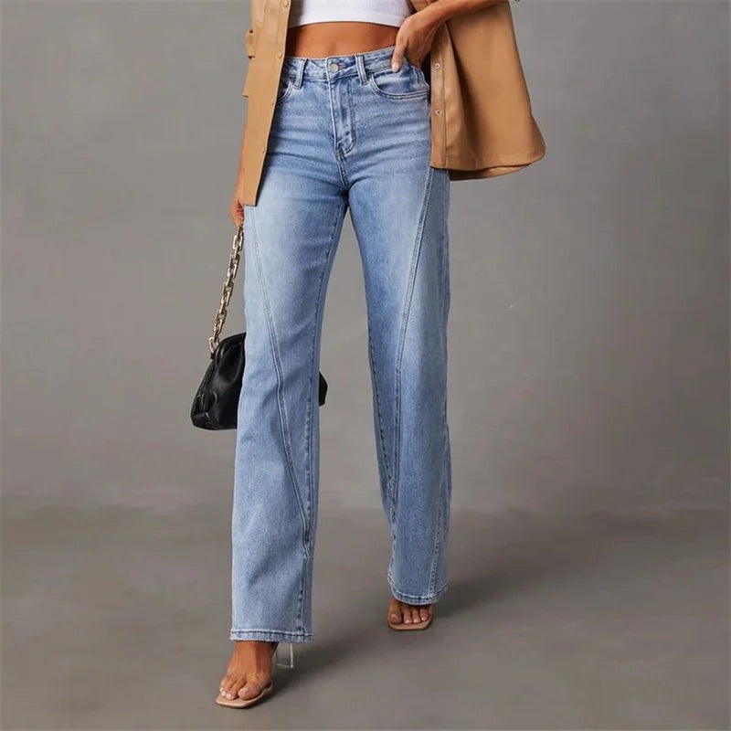 Wide-leg jeans styled with top