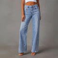 High-waisted jeans back view