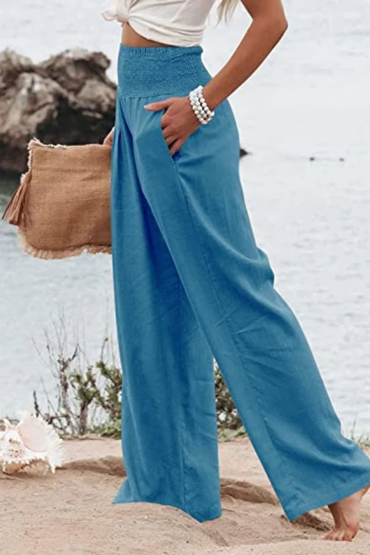 Palazzo trousers full length view