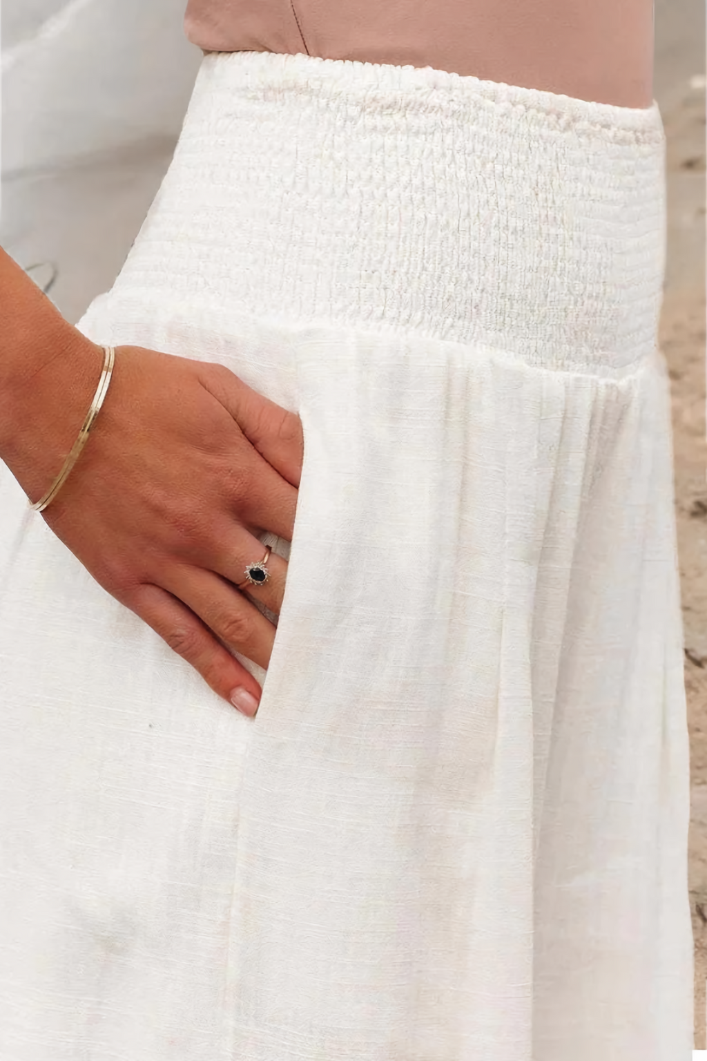 Palazzo trousers paired with heels