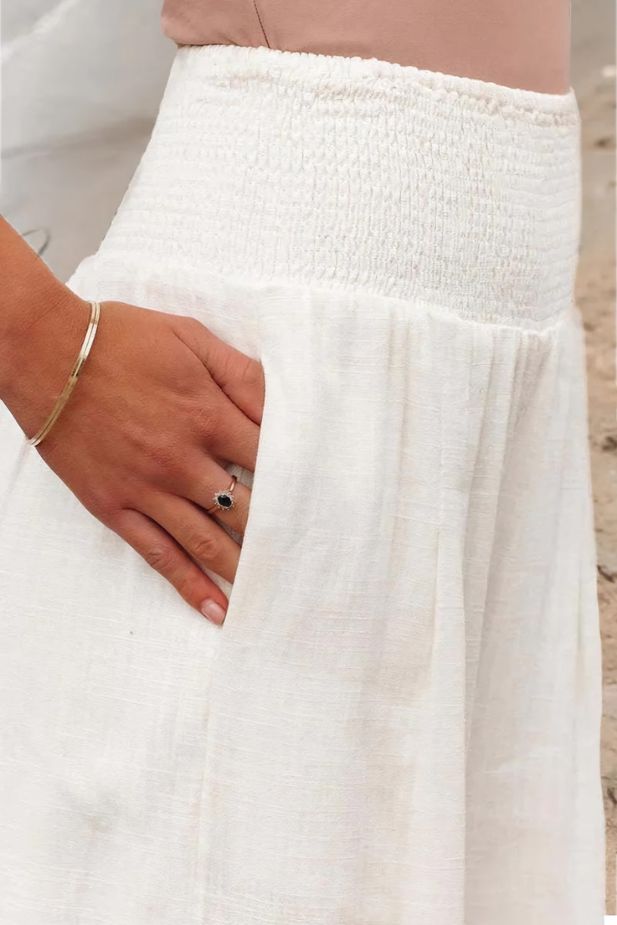 Palazzo trousers paired with heels