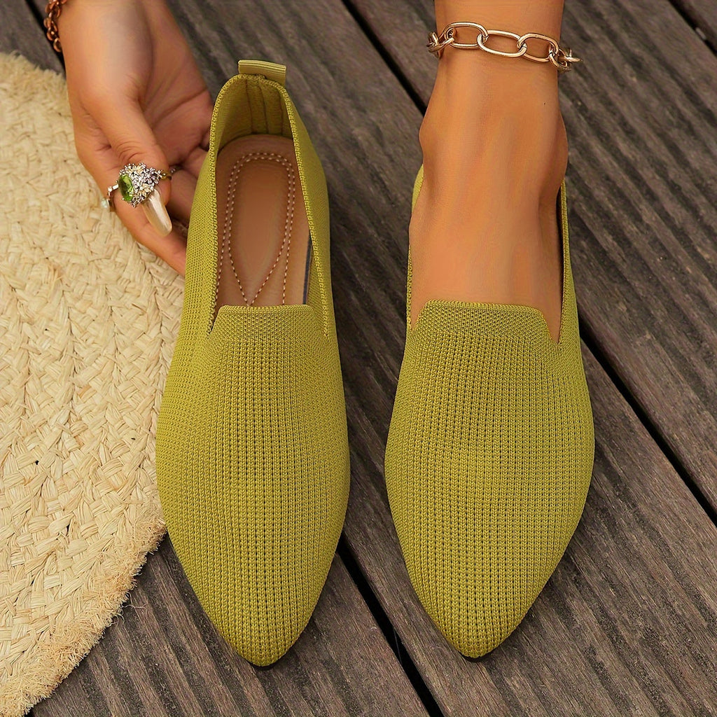 Knitted loafers worn with trousers