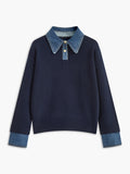 Knitted jumper with contrasting collar front view
