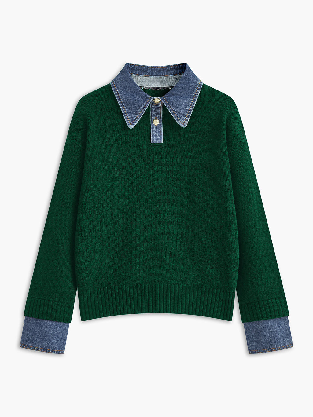 Knit jumper collar and panel detail close-up