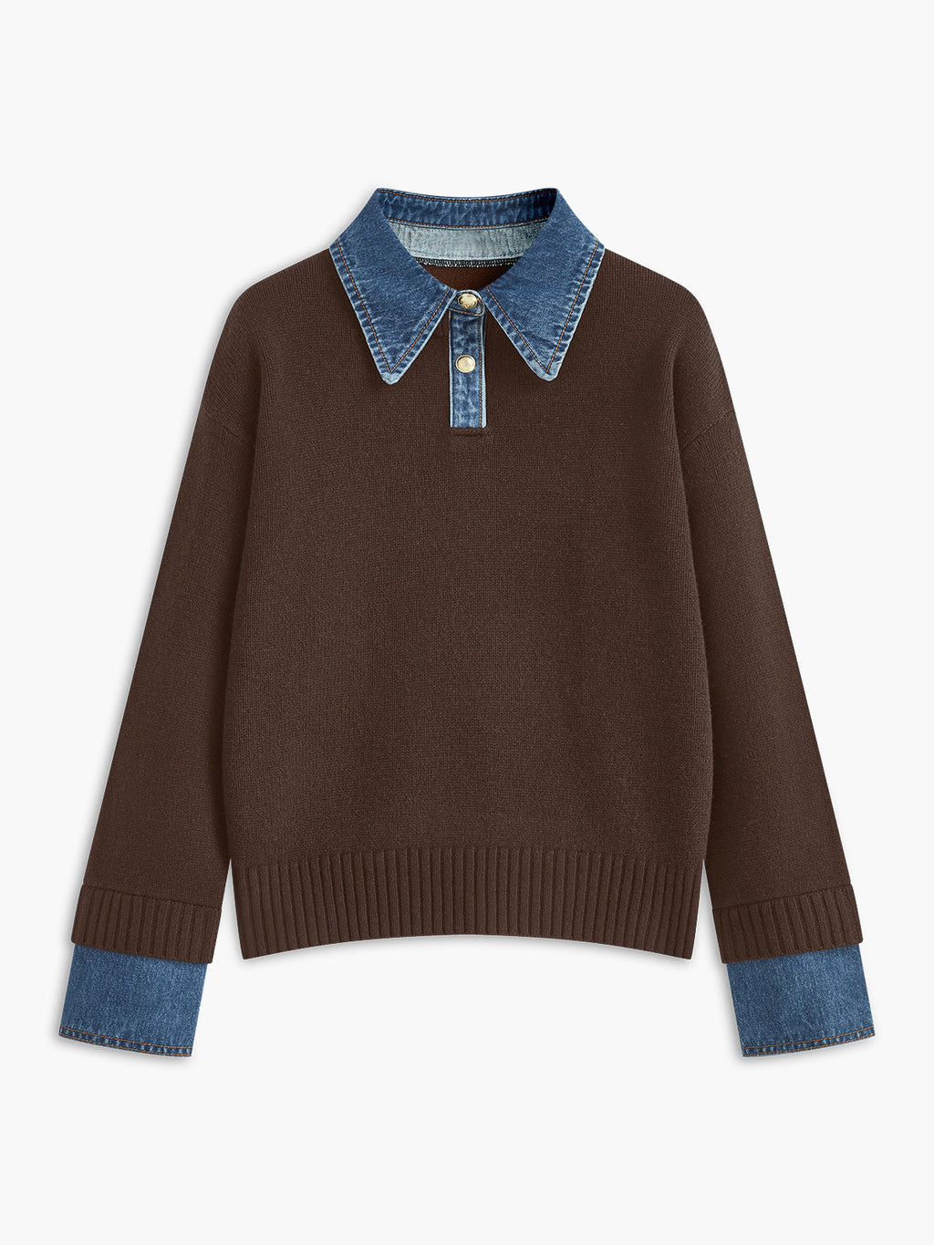 Knitted jumper folded flat lay