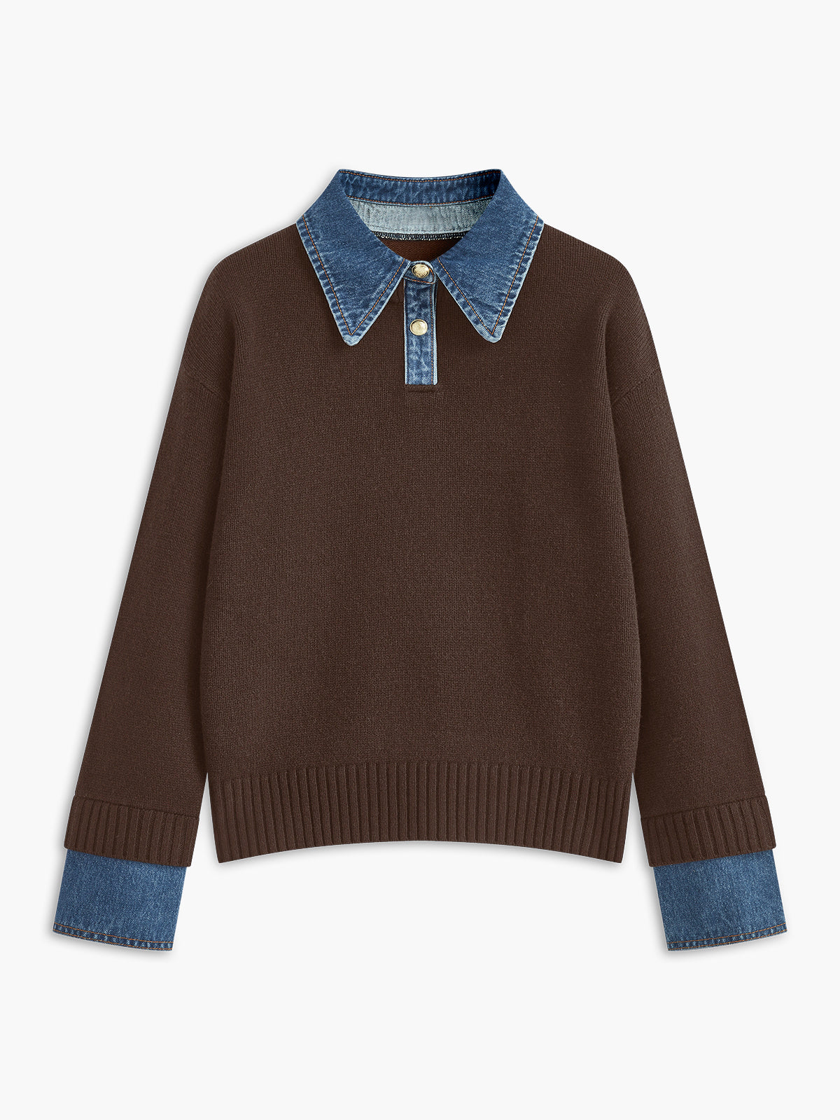 Knitted jumper folded flat lay