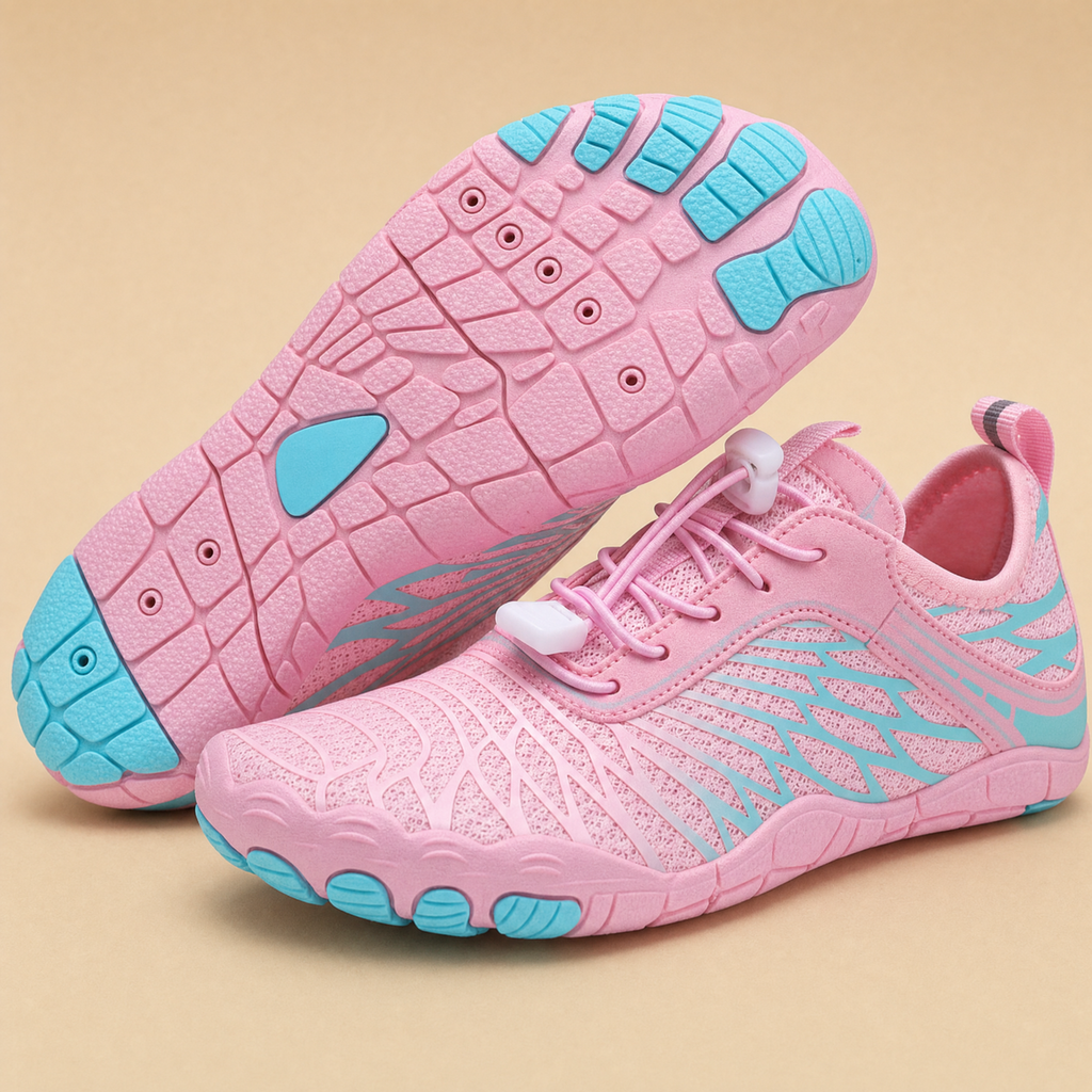 Pink five-toe barefoot flats front view