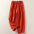 Front view of linen blend summer trousers
