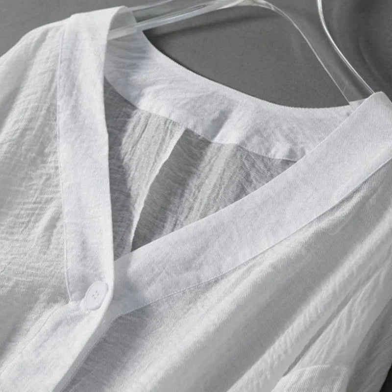 Linen blouse side view