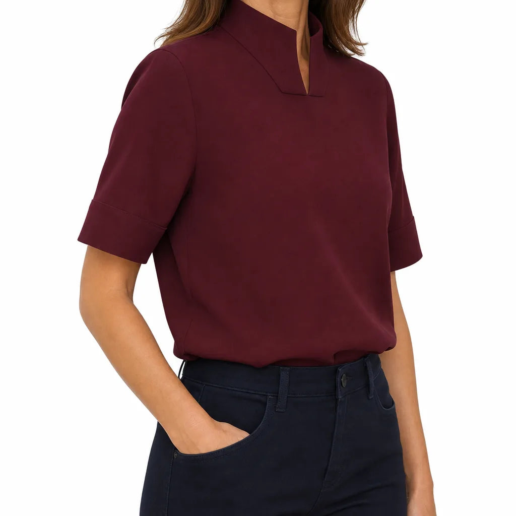 Mandarin collar top close up detail
